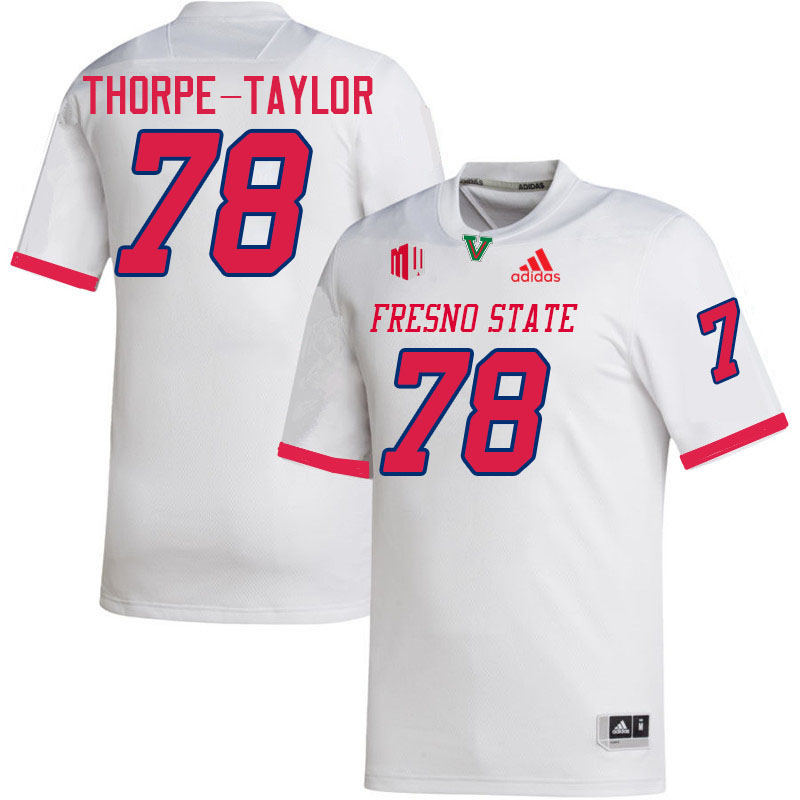 Fresno State Bulldogs #78 Marquise Thorpe-Taylor College Football Jerseys Stitched-White